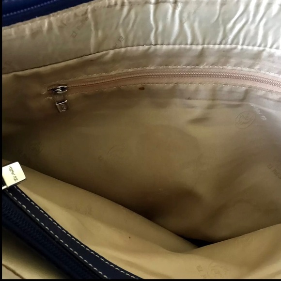 El Potro Tote Leather Blue Shoulder Bag Shopper Zipper Studs Double Handle - Picture 8 of 15